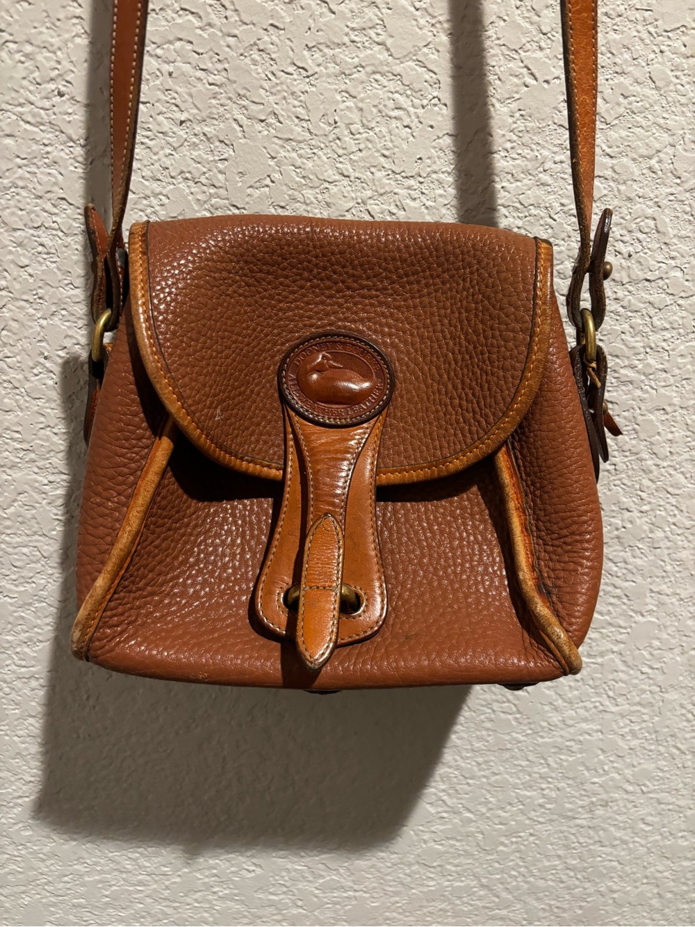 Dooney & Bourke Brown Pebbled Leather Small Crossbody